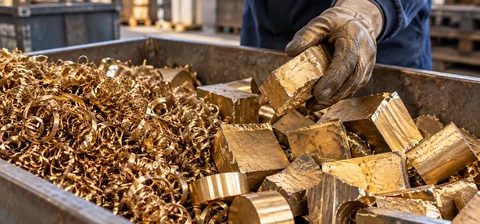 Sarı ve pirinç talaşı ile metal parçalar